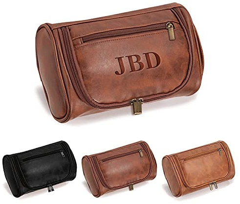 Trousse de toilette en cuir personnalisée pour hommes cadeaux de garçons d'honneur sac de voyage personnalisé gravé au laser nom monogramme cadeau en cuir pour lui mari père papa kit Dopp en cuir