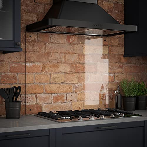 Clear Glass Splashback with Gunmetal Caps - Kitchen Sink & Hob Back Panel - 900 x 700mm