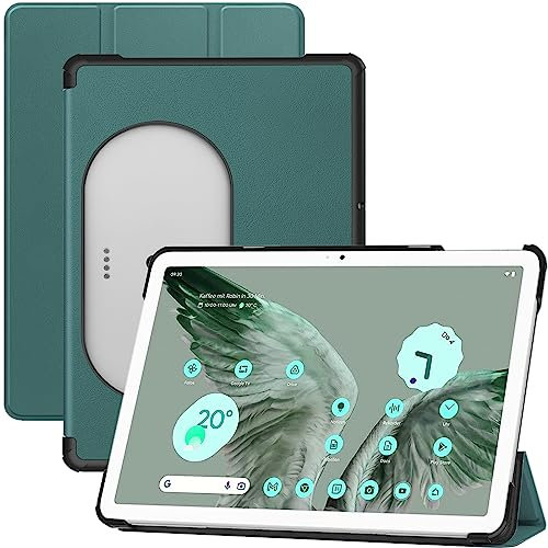 NINKI Kompatibel Google Pixel Tablet Hülle [Harter Eckschutz],Multi-Angles Viewing Stand Cover für Pixel Tablet Case 2023,Schlanke PU Leder Rückseite Schutzhülle Pixel Tablet Cover 2023 Grün