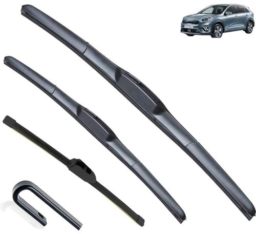 Juego de escobillas limpiaparabrisas delanteras y traseras compatible con KIA Niro 2016-2020, parabrisas, ventana, lluvia, cepillos de 26+16+13