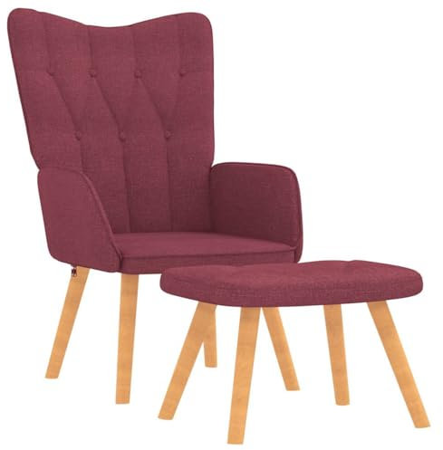 vidaXL Relaxsessel mit Hocker Weinrot Stoff