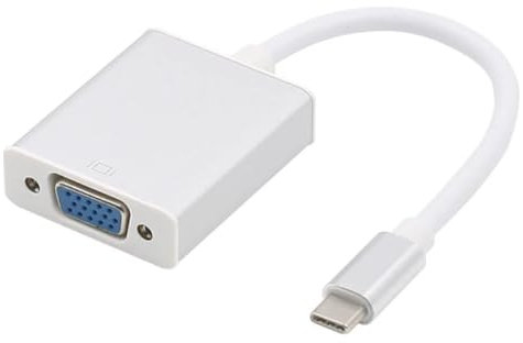 USB-C to VGA Adapter, USB 3.1 Type C Male to VGA Female Adapter Converter Monitor/Projector Cable, Compatible with Monitor Connector Laptop Tv Projector Mobile Phones HD. (White)