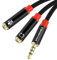 SHULIANCABLE Cavo Audio Splitter 3.5, Adattatore Jack 3.5mm Maschio a Doppia 3.5mm Femmina Sdoppiatore Microfono Cuffie per Tablet, Smartphone, PS4 Gaming Headset, PC, Cuffie (25CM)