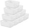 W&H 10 PCS White Plastic Storage Boxes with Handle, Medium Plastic Storage Baskets, Cupboard Organiser Boxes for Bathroom, Kitchen, Office, School and Toy -25×17×10cm