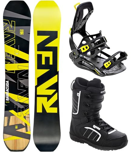 RAVEN Snowboard Set: Snowboard Barracuda Carbon Lime + Bindung FT360 Lemon + Boots Target (147cm + FT360 Lemon M + Target 40)