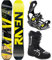 RAVEN Snowboard Set: Snowboard Barracuda Carbon Lime + Bindung FT360 Lemon + Boots Target (147cm + FT360 Lemon M + Target 40)