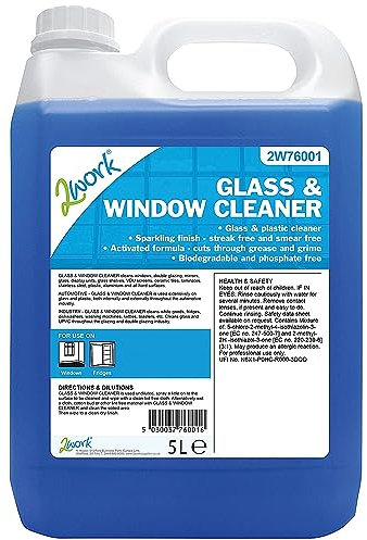 2Work Glass and Window Cleaner 5 Litre Bottle 2W76001 (Pack of 2)