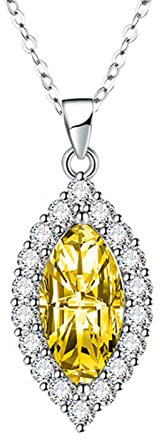 AMDXD Halskette Damen Jugendstil, Marquise Zirkonia Gelb Kette Frau Geschenk Klassiker Design, Gelb Halskette