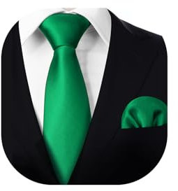 Enlision Krawatte Grün Herren Hochzeit Krawatte mit Einstecktuch Set Elegant Einfarbige Schlips Seidenkrawatte und Taschentuch Business Party
