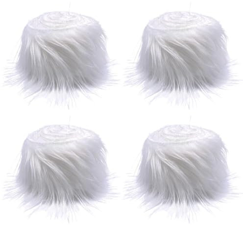Yavitality 4pcsKunstfell Band, 10cmx150cm Kunstpelz zum basteln Flauschige Dekoband für Weihnachten GNOME Furry Faux Precut Strips Plüsch Pelz Fell Stoff Fluffy Beard Santa Hair DIY Kunstfell (6)