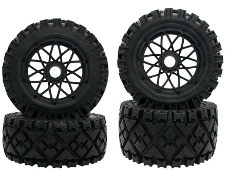 FLMLF All-Terrain Tire Reticulated Wheel Hub Front Rear Wheels Tyre Kit for 1/5 HPI ROFUN BAHA KM ROVAN Baja 5B Rc Car Parts