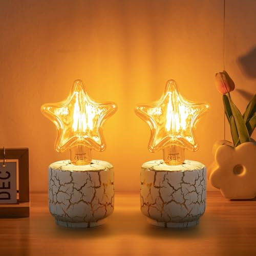Aigostar Lampada da Tavolo in Ceramica Effetto Marmo con Interruttore a Filo, per Lampadine E27 60W Max - Lampada da Comodino Moderna per Camera/Soggiorno/Ufficio, Senza Fonte Luminosa, 2 Pezzi