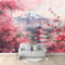 Papier Peint Fleurs De Cerisier Roses Du Japon Neige Blanche Panoramique Peinture Murale Interieur pour Salon Chambre à Coucher D'Enfant Maison Décoration Murale 350x256 cm