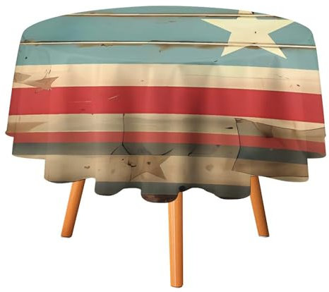 FHECVBN Runde Tischdecken, Puerto Rico-Flagge, bedruckt, Erntedankfest, Tischdecke, waschbar, dekorative Polyester-Tischdecke für Party, Esstisch, Hochzeit, Heimdekoration, 91,4 x 91,4 cm