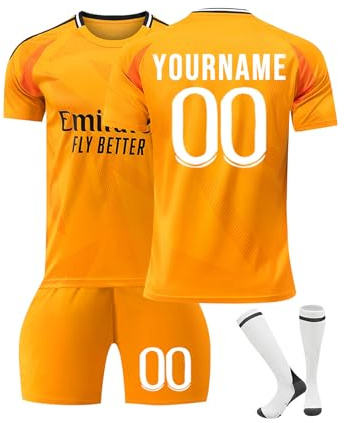 24/25 Home/Away Football Jersey Kit with Shorts Socks Set - Personalized DIY Strips for Kids Adult with Name Number - Birthday Gifts for Boys UK