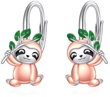 Faultier Ohrringe für Mädchen 925 Sterlingsilber Faultier Ohrringe für Frauen Leverback Ohrringe Faultier Schmuck Geschenke für Tochter Ehefrau Freundin (Faultier Ohrringe)