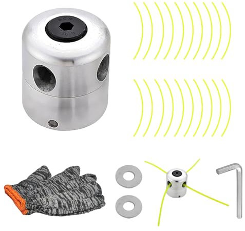 Cabezal Desbrozadora Universal de Aluminio, Hilo Desbrozadora Resistente con 20 Recambios de Nylon, Accesorios de Instalación Incluidos para Cortacésped de Jardín, Compatible con Múltiples Modelos