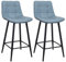 Lot de 2 Tabourets de Bar, Chaises Hautes, Revêtement en PU avec Dossier et Repose-Pieds, Cadre en Métal pour Bar Bistro, 43 cm (L) x 34 cm (l) x 97 cm (H) (Bleu)