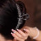 Jascatin Pinza per capelli in metallo nero con cristalli di grano, irregolare, con strass, per capelli spessi, antiscivolo, accessori per lo styling dei capelli per le donne