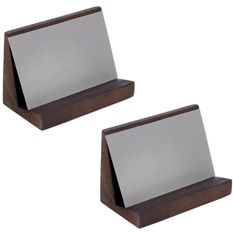 UNICRAFTALE 2Pcs Porte Cartes de Visite en Bois Support de Carte Moderne pour Bureau et Maison Présentoir de Cartes Marron Rectangulaire Organisateur de Cartes Professionnel pour Hommes et Femmes