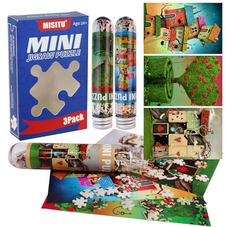 MISITU 3er-Pack mit 150-teiligen Mini-Puzzles für Erwachsene, kleine knifflige Poker House Puzzle