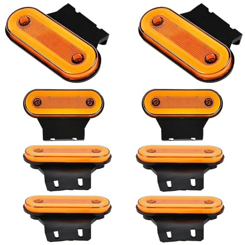 12V/24V Positionsleuchten mit Halterung,LED Begrenzungsleuchte Orange,positionsleuchten led,LKW Seitenmarkierungsleuchte Reflektor,Rücklicht, Bremslicht Für Anhänger Wohnwagen PKW (orange-8P)