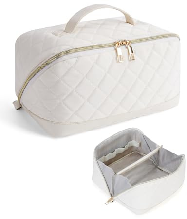Wandering Nature Kosmetiktasche Damen, Reise Make-up Tasche mit Bürstenfach | Trennfächern und Griff, große Wasserabweisende Schminktasche für Alltag & Reisen