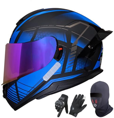 GAORUTO Full Face Motorcycle Helmet for Adults Man Woman Motorbike Jet Helmet with Tinted Sun Visors Scooter Motocross ECE 22.06 Approved K,L (59-60cm)
