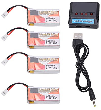 Alomejor 650 MAh Rechargeable Lithium Battery for RC Models, Longest Entertainment Time Battery for Remote Control/car/aircraft Drones, Compact Design, Balanced Charger for Racing Lovers