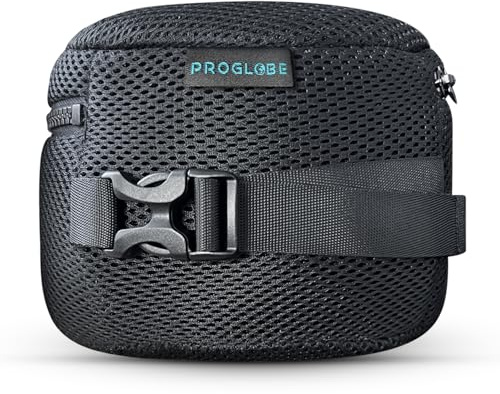 Proglobe Essential Neck Pillow Case & Travel Bag Compression Storage Mesh Cover with Snap Clasp, Compact Carrying Case Attaches to Luggage, Backpack, or Purse – Black