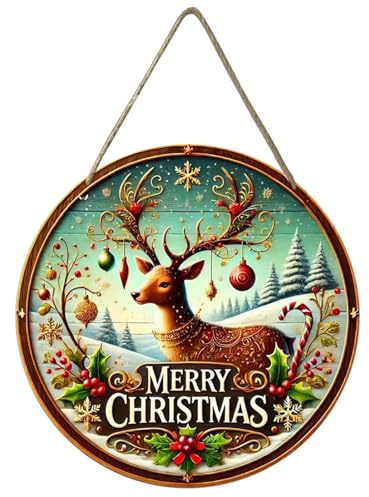 Decoraciones de Navidad para Puerta Corona con Colgantes Madera y Tablero