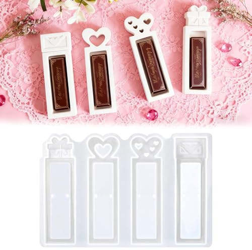 Silikonformen Gießformen Geschenkbox,4 Stück Gießform Valentinstag Gips | Valentinstag Silikonform Geldgeschenk,Silikonformen Gießformen Herz,Giessformen Silikon Valentinstag Pralinenschachtel