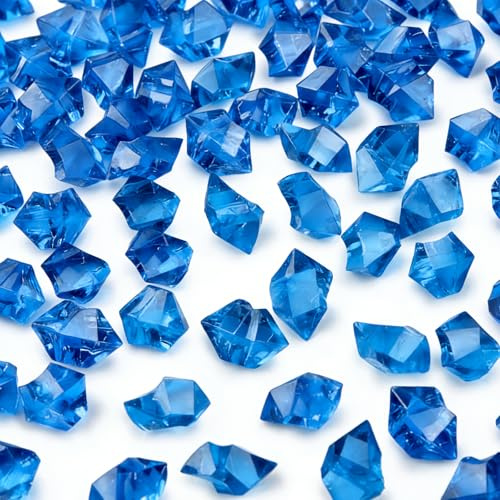 wuyukeji Falsche Crushed Ice Rocks,500G Acryl Deko Diamanten,Acryl Kristallsteine,Klar Farbige Steine für Befüllen von Dekovasen und zum Basteln(Tiefes Königsblau)