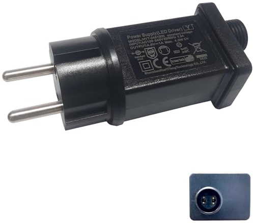 Lichterkette Netzteil Adapter 4.5V 1A, Wasserdicht IP44 Transformatoren, LED Netzteil Adapter, LED Niederspannungs Lichterkette Außen Trafo Geeignet für Weihnachtsbaum Lichter, Eiszapfenlichter