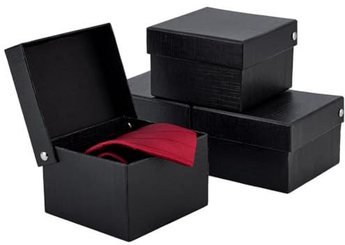 PH PandaHall Schatullen Aus Papier Mit Klappdeckel Quadratisch Schwarz Elegantes Krawattenetui Für Krawatten, Tücher, Schmuck oder kleinere Geschenke Verpacken, 10,5×10,5×7cm