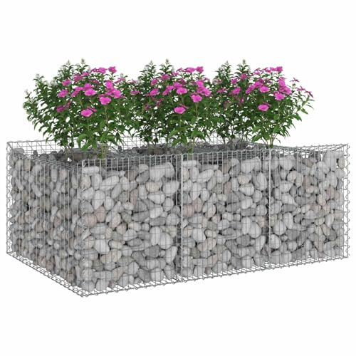 vidaXL Gabionen Hochbeet Silber 150 x 100 x 60 cm Verzinkter Stahl, Gartenzaun, rechteckige Outdoor-Barrieren, Sichtschutzpaneele, langlebige Zaunhardware für Landschaften und Grundstücksgrenzen
