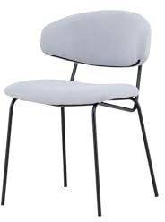 FURNLUX Chico Esszimmerstuhl, Boucle Textil, Grau, 50x57x79 cm, Sitztiefe 44 cm, Sitzhöhe 49 cm, Stahlgestell Schwarz