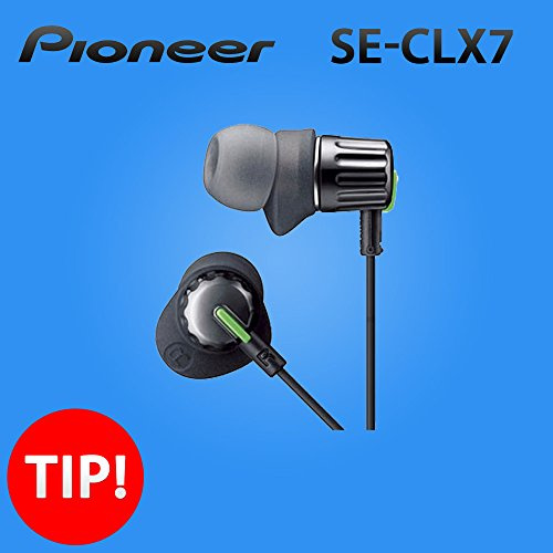 Pioneer SE-CLX7 (Balanced Armature Inner-Ear Headphones With Interchangeable Ear Pads & Ear Tips - Extension Cord - Velvet Storage Pouch - Black)