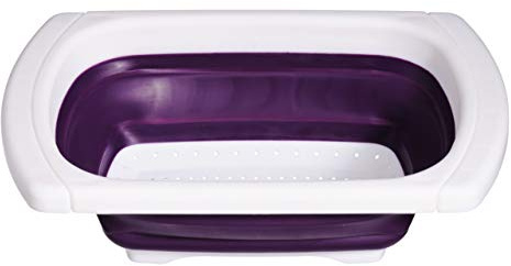 Premier Housewares Sink Strainer Sink Drainer Kitchen Sink Strainer Rice Strainer Large Sieve TRP and PP Strainer in Purple and White (5-12)h x (39-60)w x 26d