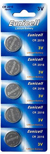 5 x CR2016 3V Lithium Knopfzelle 70 mAh (1 Blistercards a 5 Batterien) EINWEG Markenware Eunicell