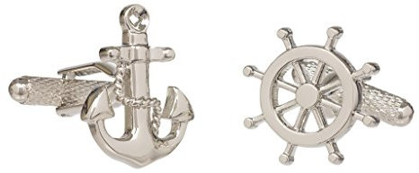 Manschettenknöpfe Anker mit Seil und Rad in Onyx Art Manschettenknopf-Box