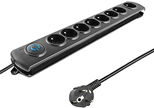 Qoltec 50114 Steckdosenleiste mit Überspannungsschutz, 8 Fach schwarz