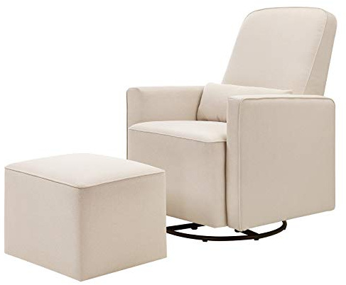 daVinci Olive 360° Swivel Glider Chair w/ Storage Ottoman - Water & Stain Resistant Rocking Glider - GREENGUARD Gold & FSC Certified, Versatile Rocking Chair for Nursery & Living Room, Polyester Cream