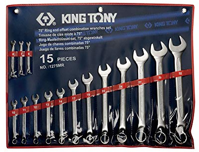 KING TONY 1275MR Lot de 15 clés mixtes avec pochette en nylon 6 mm - 32 mm