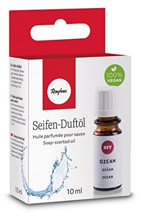 Rayher 34249000 Hobby Seifen Duftöl (100% vegan, in Glasflasche mit Kindersicherheitsverschluss, hautpflegende und wohltuende Wirkung) Ozean, 10 ml