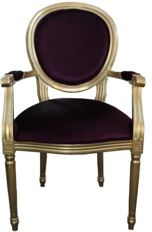 Casa Padrino Barock Esszimmer Stuhl mit Armlehne Lila/Gold - Designer Stuhl - Luxus Qualität
