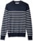 Amazon Essentials Men's Long-Sleeve Crewneck Jumper, 100% Cotton, Big & Tall Options Available, Dark Navy White Stripes, XXL