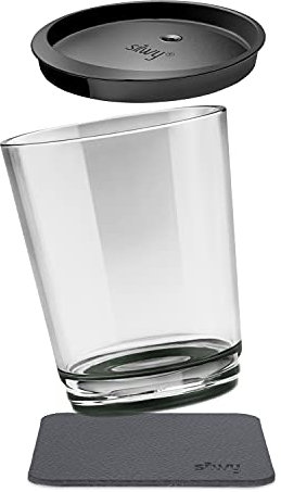 Silwy® - Vaso magnético en color gris perla con tapa a prueba de fugas y una almohadilla de gel de metal para una colocación y transporte seguros, perfecto para camping y barco