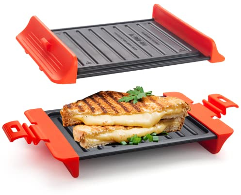 Maconee Microwave Sandwich maker | Microwave Grill Cheese Maker | Microwave Crisper Toaster Cookware | Panini Press | Cooking Fast and Dishwasher Safe Orange