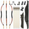 SHARROW Traditioneller Bogen Recurve Bogen und Pfeile Set Langbogen 20-50lbs Handgemacht Holzbogen Reiterbogen Sportbogen Jagdbogen für Erwachsene und Anfänger(Type 2, 40lbs)